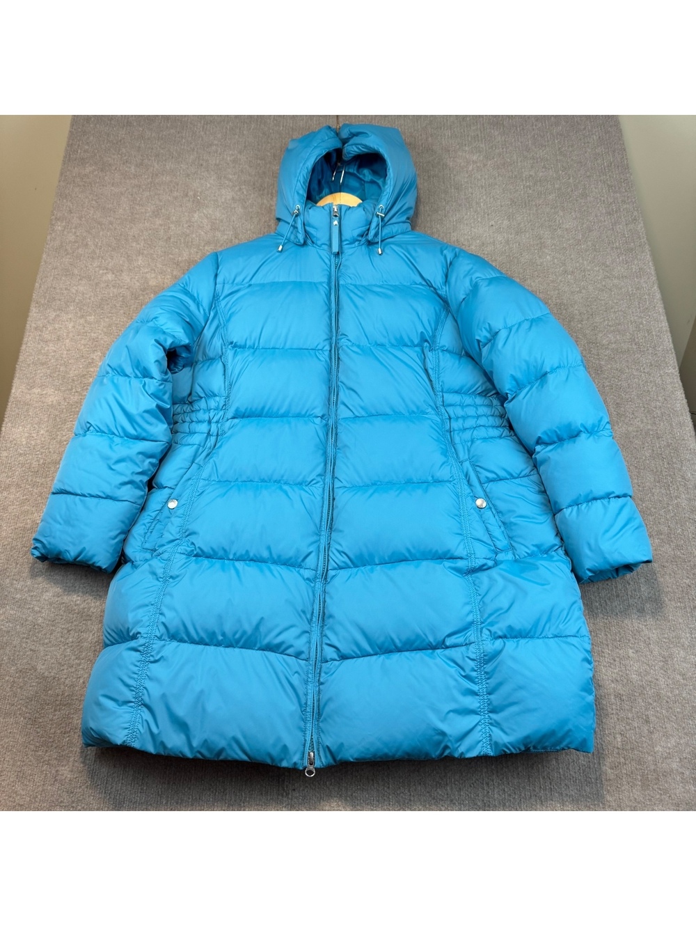 Lands' End Women's Down Filled Winter Puffer Coat XL/P 18-20 Blue Puffy